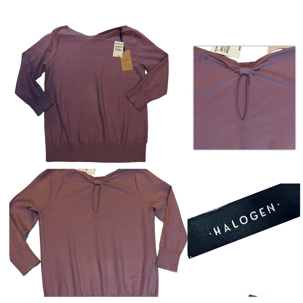 Halogen Women's NEW - Medium - Pullover Sweater Lavender Long Sleeve - Peep Back